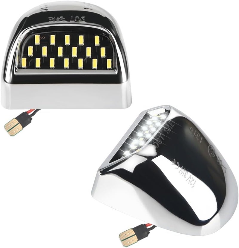 RAVSOFT LED License Plate Light tag lamp Assembly For 1999-2013 Chevy Silverado GMC Sierra 1500 2500 3500 Avalanche Suburban Tahoe Yukon Chrome housing 6000K White, Pack of 2 - Image 1